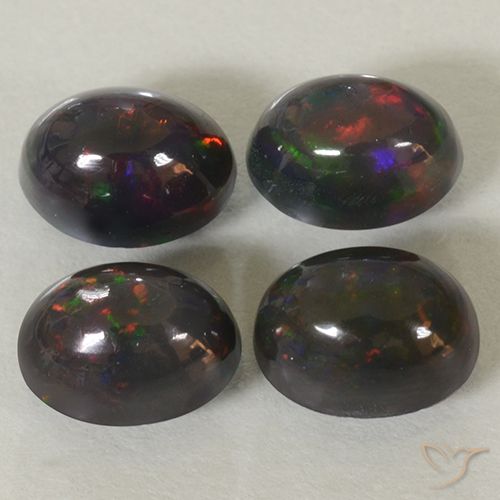2.79ctw Natürlicher Mehrfarbig Schwarzer Opal, Oval, Lichtundurchlässig