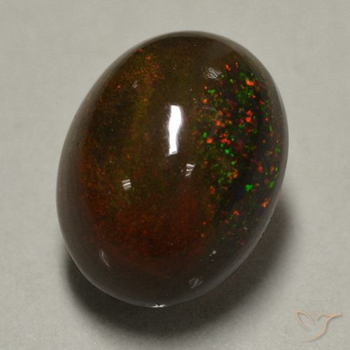 0,89 ctw natürlicher mehrfarbiger Schwarzer Opal, Oval Schliff, Lichtundurchlässig