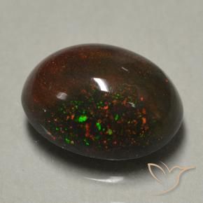0,89 ctw natürlicher mehrfarbiger Schwarzer Opal, Oval Schliff, Lichtundurchlässig