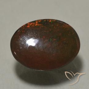 0,89 ctw natürlicher mehrfarbiger Schwarzer Opal, Oval Schliff, Lichtundurchlässig