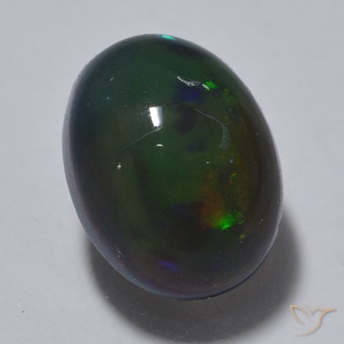 0.79ct Natürlicher Mehrfarbig Schwarzer Opal, Oval, Lichtdurchlässig