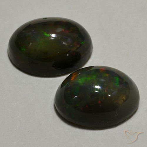 1.93ctw Natürlicher Mehrfarbig Schwarzer Opal, Oval, Lichtdurchlässig