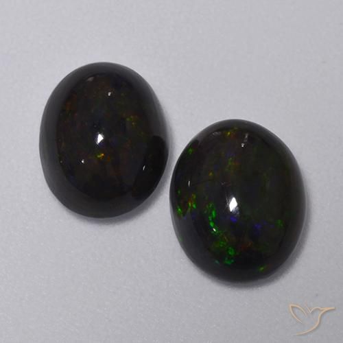 2.31ctw Natürlicher Mehrfarbig Schwarzer Opal, Oval, Lichtdurchlässig