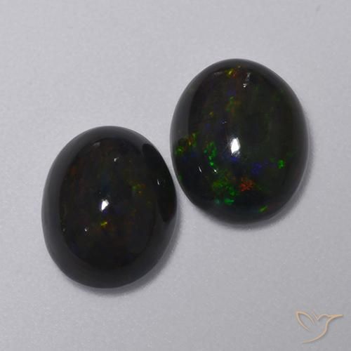 2.31 ct natürliche Mehrfarbig Schwarzer Opal-Edelsteine, Oval, Lichtdurchlässig