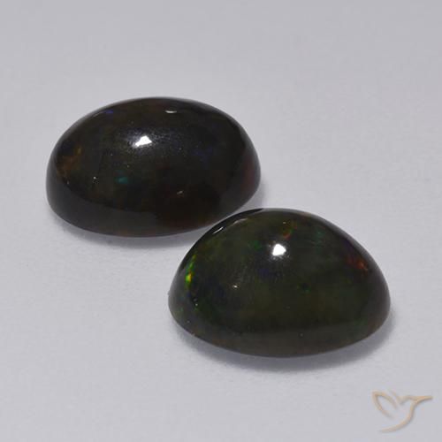 2.31 ct natürliche Mehrfarbig Schwarzer Opal-Edelsteine, Oval, Lichtdurchlässig