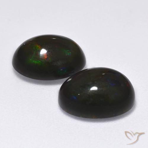 2.60 ct natürliche Mehrfarbig Schwarzer Opal-Edelsteine, Oval, Lichtdurchlässig