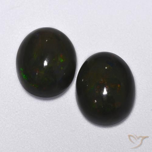 2.60 ct natürliche Mehrfarbig Schwarzer Opal-Edelsteine, Oval, Lichtdurchlässig