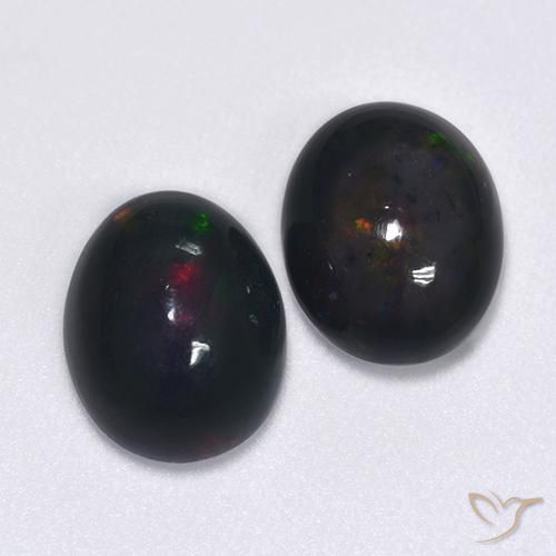 2.38 ct natürliche Mehrfarbig Schwarzer Opal-Edelsteine, Oval, Lichtdurchlässig
