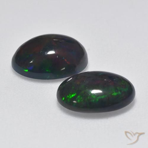 1.70 ct natürliche Mehrfarbig Schwarzer Opal-Edelsteine, Oval, Lichtdurchlässig