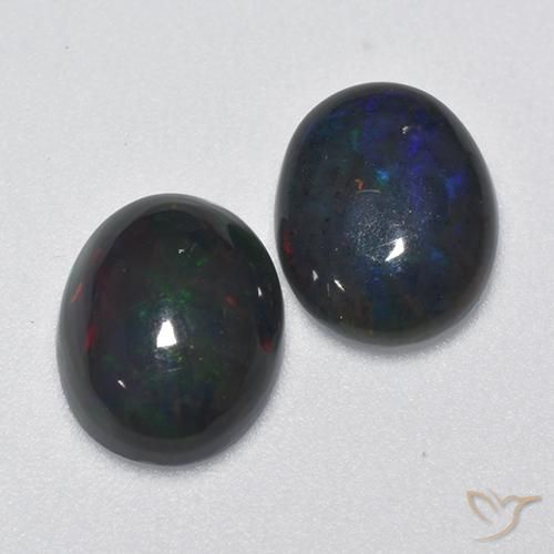 1.70 ct natürliche Mehrfarbig Schwarzer Opal-Edelsteine, Oval, Lichtdurchlässig