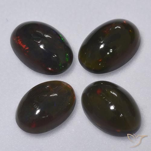 1.13ctw Natürlicher Mehrfarbig Schwarzer Opal, Oval, Lichtdurchlässig