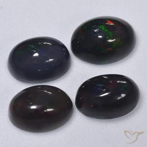 1.50ctw Natürlicher Mehrfarbig Schwarzer Opal, Oval, Lichtdurchlässig
