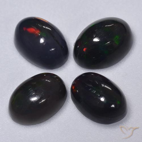1.50 ct natürliche Mehrfarbig Schwarzer Opal-Edelsteine, Oval, Lichtdurchlässig