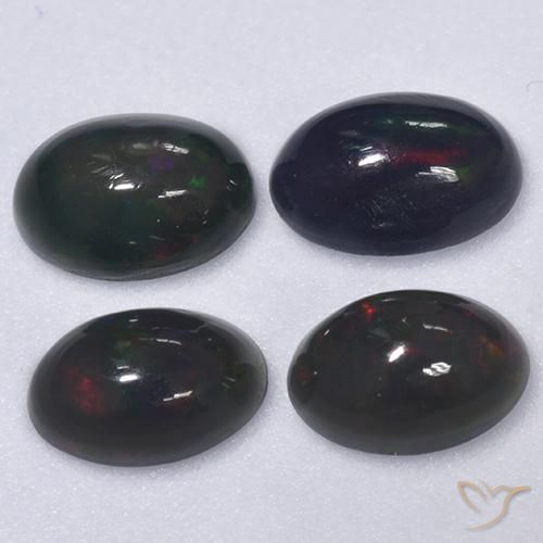 1.15ctw Natürlicher Mehrfarbig Schwarzer Opal, Oval, Lichtdurchlässig