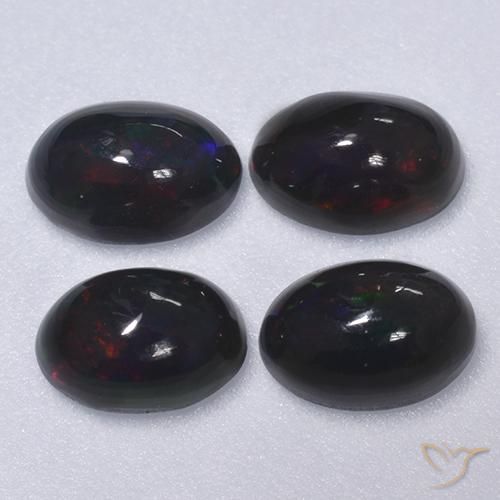 1.28ctw Natürlicher Mehrfarbig Schwarzer Opal, Oval, Lichtdurchlässig