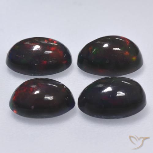 1.28 ct natürliche Mehrfarbig Schwarzer Opal-Edelsteine, Oval, Lichtdurchlässig