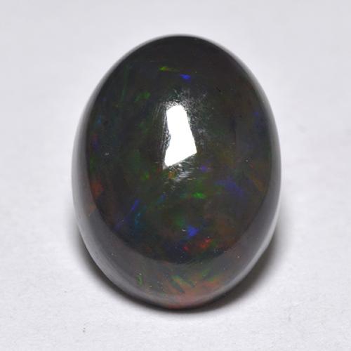 1,33 ctw natürlicher mehrfarbiger Schwarzer Opal, Oval Schliff, Lichtdurchlässig