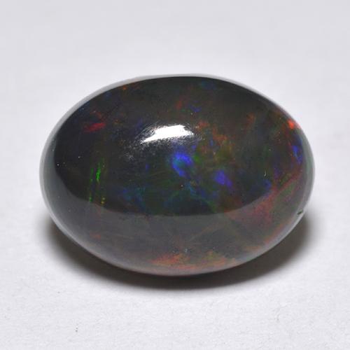 1,33 ctw natürlicher mehrfarbiger Schwarzer Opal, Oval Schliff, Lichtdurchlässig