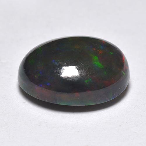1,33 ctw natürlicher mehrfarbiger Schwarzer Opal, Oval Schliff, Lichtdurchlässig