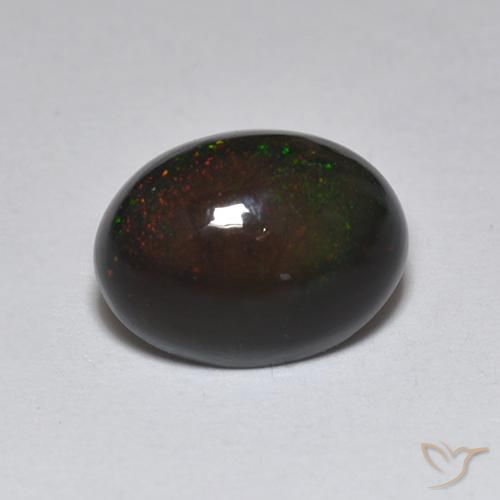 1.23ct Natürlicher Mehrfarbig Schwarzer Opal, Oval, Lichtdurchlässig