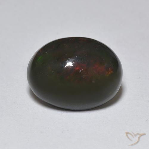 1.25ct Natürlicher Mehrfarbig Schwarzer Opal, Oval, Lichtdurchlässig