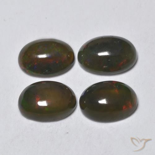 1.32ctw Natürlicher Mehrfarbig Schwarzer Opal, Oval, Lichtdurchlässig