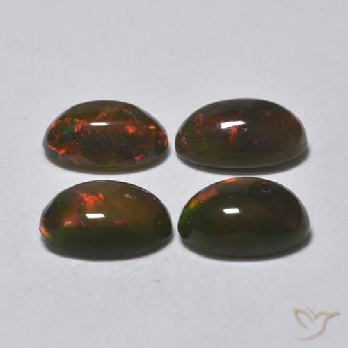1.32 ct natürliche Mehrfarbig Schwarzer Opal-Edelsteine, Oval, Lichtdurchlässig