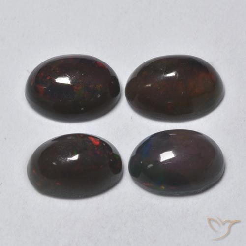 1.41ctw Natürlicher Mehrfarbig Schwarzer Opal, Oval, Lichtdurchlässig