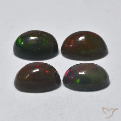 1.41 ct natürliche Mehrfarbig Schwarzer Opal-Edelsteine, Oval, Lichtdurchlässig