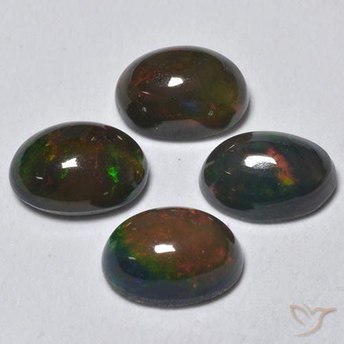 1.54 ct natürliche Mehrfarbig Schwarzer Opal-Edelsteine, Oval, Lichtdurchlässig