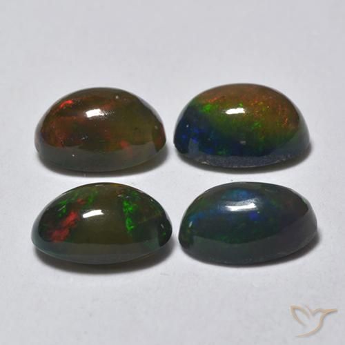 1.54 ct natürliche Mehrfarbig Schwarzer Opal-Edelsteine, Oval, Lichtdurchlässig