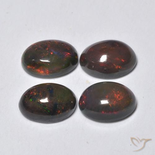 1.34ctw Natürlicher Mehrfarbig Schwarzer Opal, Oval, Lichtdurchlässig
