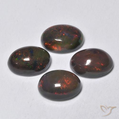 1.34 ct natürliche Mehrfarbig Schwarzer Opal-Edelsteine, Oval, Lichtdurchlässig
