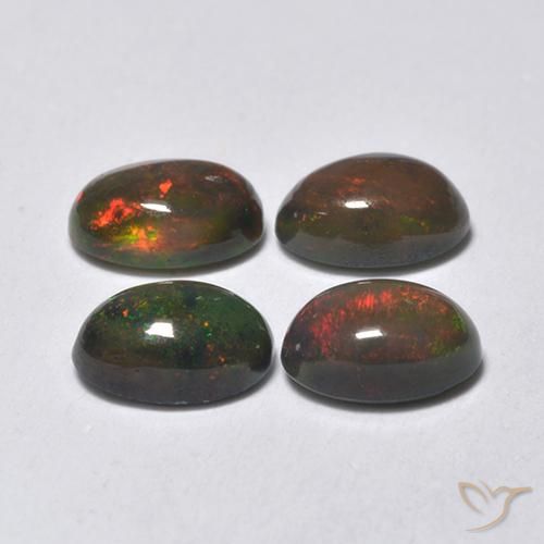1.34 ct natürliche Mehrfarbig Schwarzer Opal-Edelsteine, Oval, Lichtdurchlässig