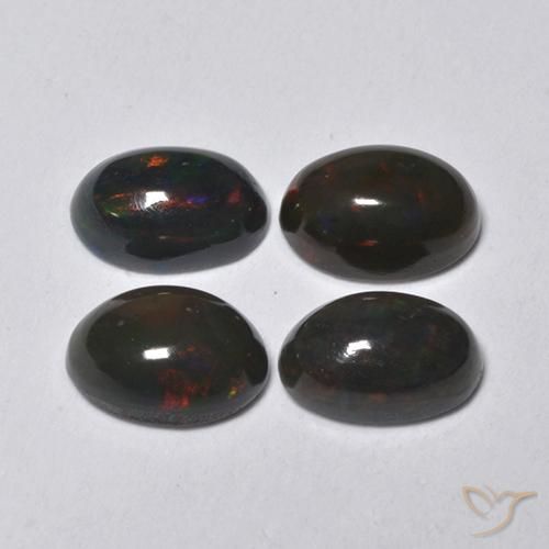 1.26ctw Natürlicher Mehrfarbig Schwarzer Opal, Oval, Lichtdurchlässig
