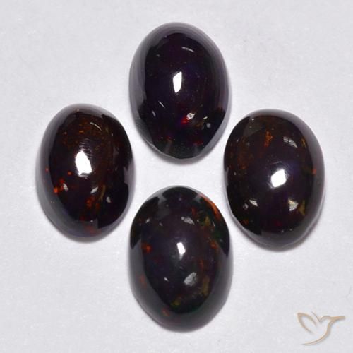 1.49ctw Natürlicher Mehrfarbig Schwarzer Opal, Oval, Lichtdurchlässig