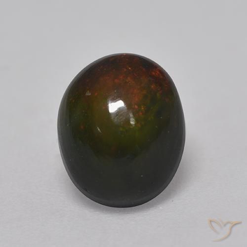 1.37ct Natürlicher Mehrfarbig Schwarzer Opal, Oval, Lichtundurchlässig
