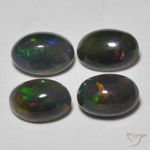 1.10ctw Natürlicher Mehrfarbig Schwarzer Opal, Oval, Lichtdurchlässig