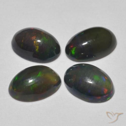 1.10 ct natürliche Mehrfarbig Schwarzer Opal-Edelsteine, Oval, Lichtdurchlässig