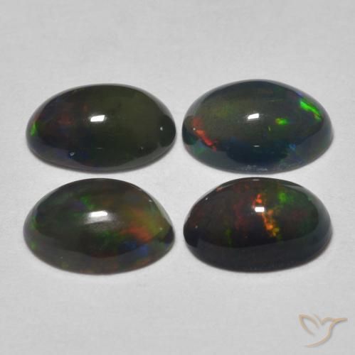 1.10 ct natürliche Mehrfarbig Schwarzer Opal-Edelsteine, Oval, Lichtdurchlässig