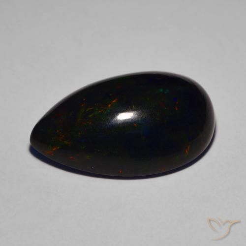 9,17 ctw natürlicher Mehrfarbig Schwarzer Opal, Birnenform, Lichtdurchlässig