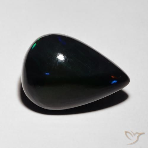 9,17 ctw natürlicher Mehrfarbig Schwarzer Opal, Birnenform, Lichtdurchlässig