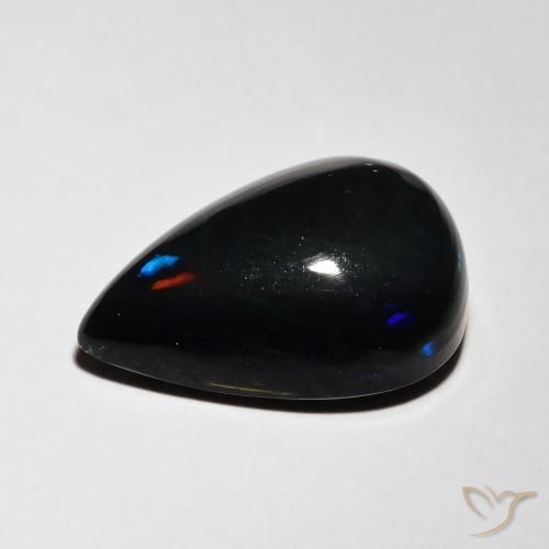 9,17 ctw natürlicher Mehrfarbig Schwarzer Opal, Birnenform, Lichtdurchlässig
