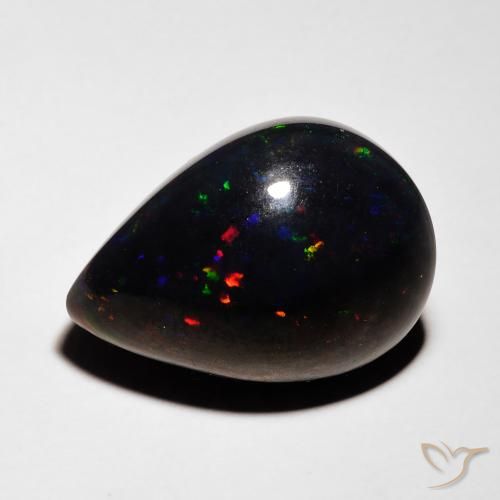 5.36ct Natürlicher Mehrfarbig Schwarzer Opal, Birnenform, Lichtundurchlässig