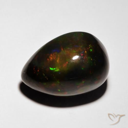 5.08ct Natürlicher Mehrfarbig Schwarzer Opal, Birnenform, Lichtdurchlässig