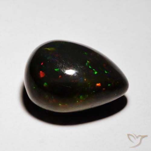9,17 ctw natürlicher Mehrfarbig Schwarzer Opal, Birnenform, Lichtdurchlässig