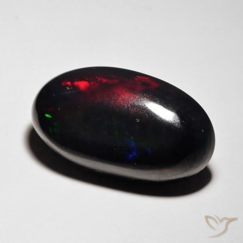 7.14ct Natürlicher Mehrfarbig Schwarzer Opal, Oval, Lichtdurchlässig