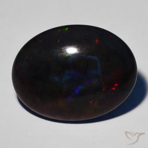 17.25ct Natürlicher Mehrfarbig Schwarzer Opal, Oval, Lichtundurchlässig