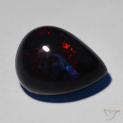 7.51ct Natürlicher Mehrfarbig Schwarzer Opal, Birnenform, Lichtundurchlässig