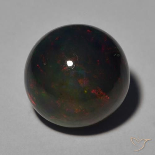 4.55ct Natürlicher Mehrfarbig Schwarzer Opal, Runden, Lichtundurchlässig